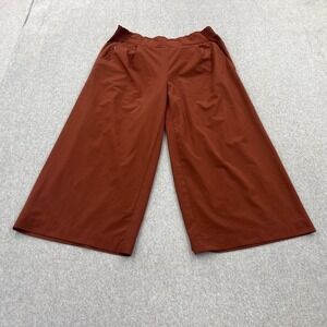 Athleta Pants Women 8P Burnt Orange Brooklyn Pleated Wide Leg Pull On High Rise